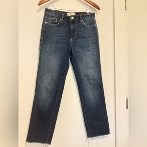 FREE PEOPLE DARK WASH CLASSIC RAW HEM JEANS SZ 26
